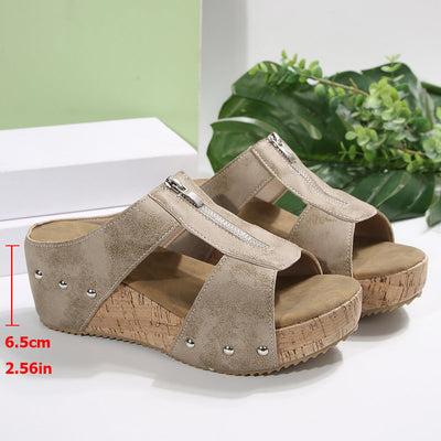 Élodie™ | Sandales compensées confortables avec fermeture éclair (Orthopédiques)